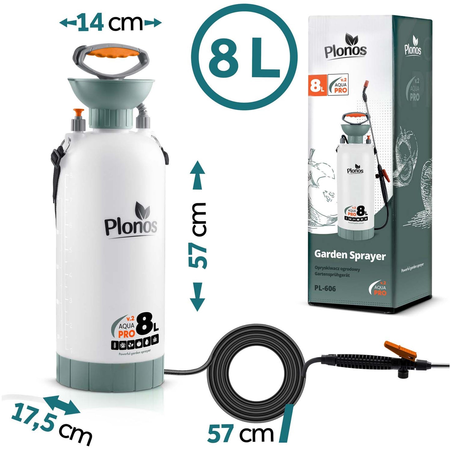 Handheld Pressure Sprayer 8L with Adjustable Lance