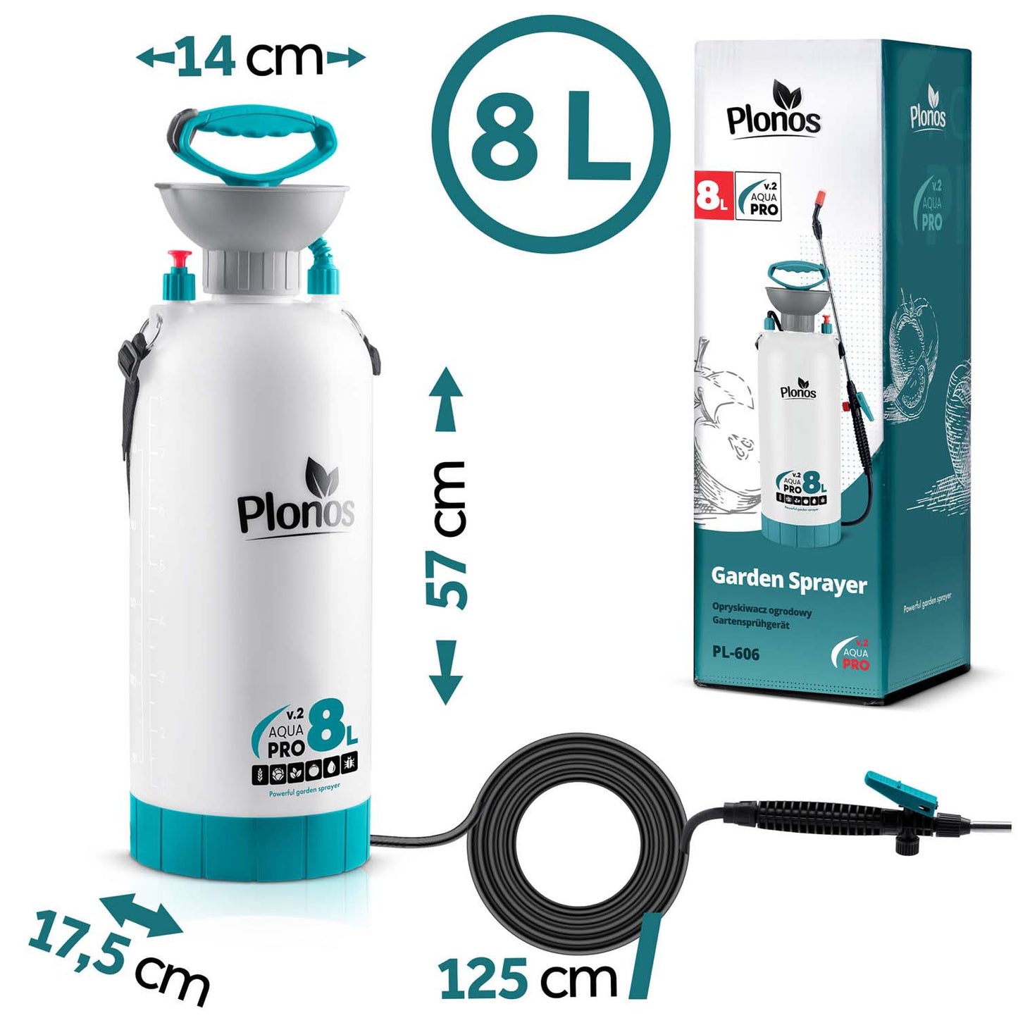 Handheld Pressure Sprayer 8L with Adjustable Lance