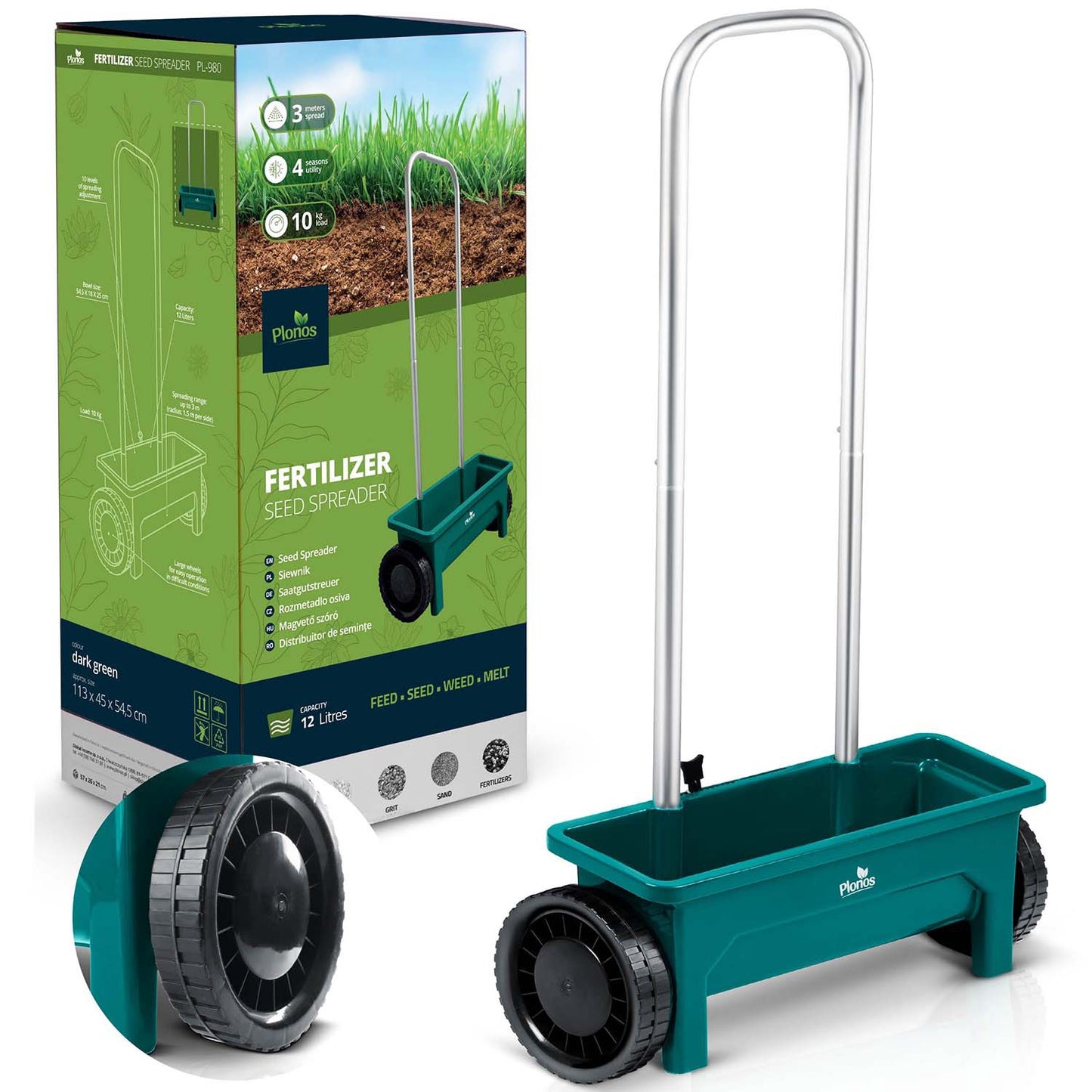 Handheld Seed and Fertilizer Spreader, 12L Capacity