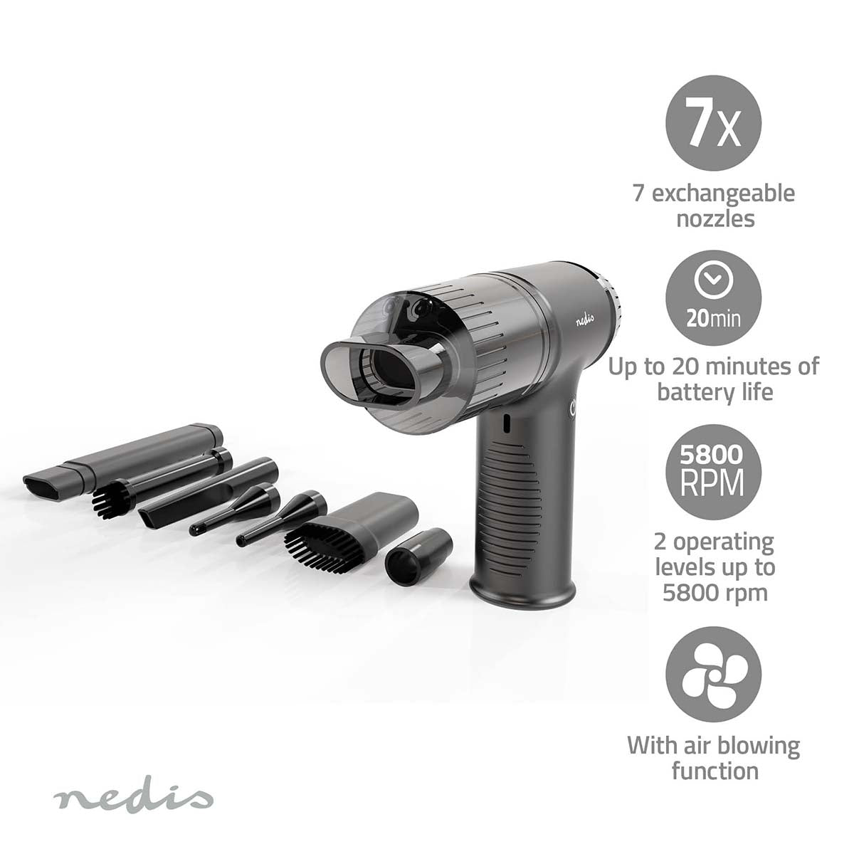 Handheld Vacuum Cleaner | Air blower | 90 W | Rechargeable | Dry | Li-Ion | Black