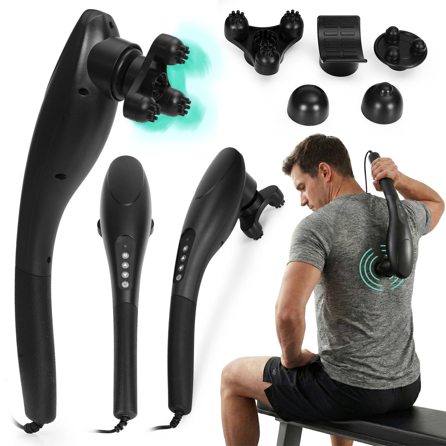 Handheld Vibrating Massager, 5 Heads, 20W Power