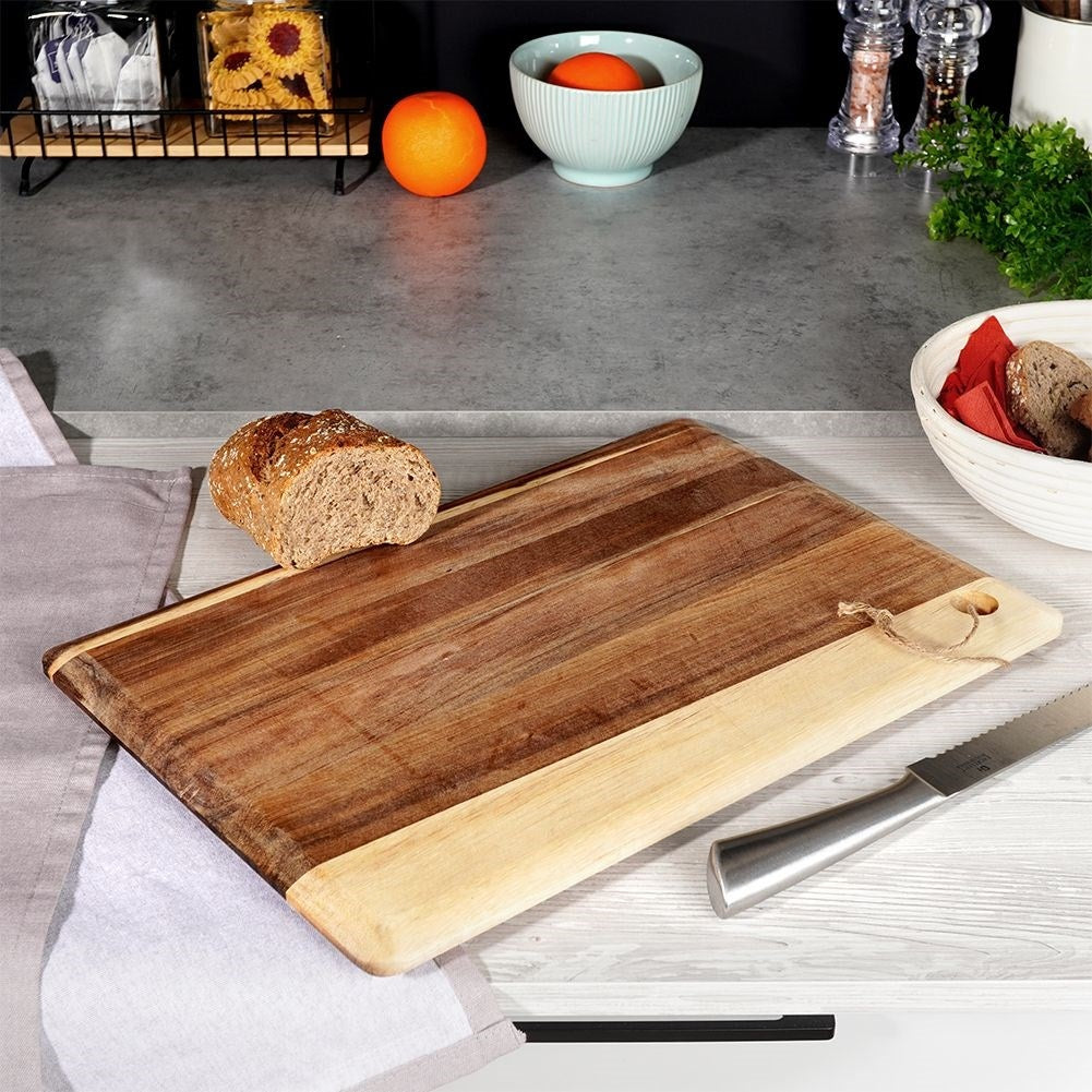 Handmade Acacia Wood Cutting Board with Hanging Rope