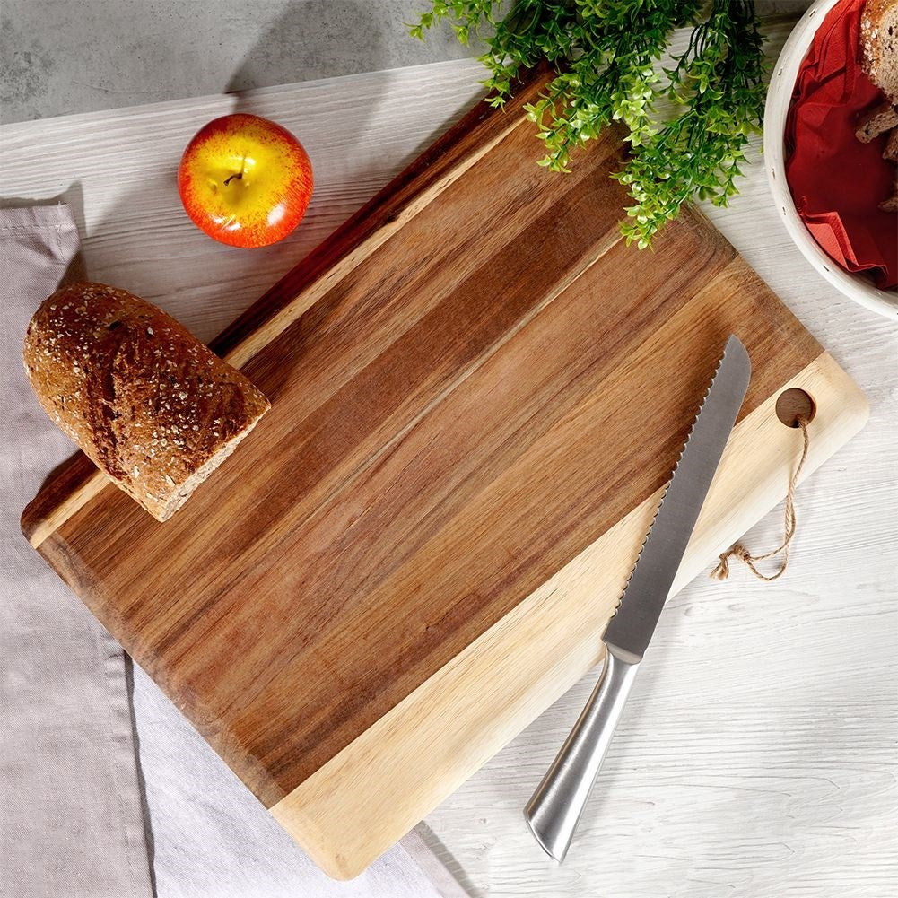 Handmade Acacia Wood Cutting Board with Hanging Rope