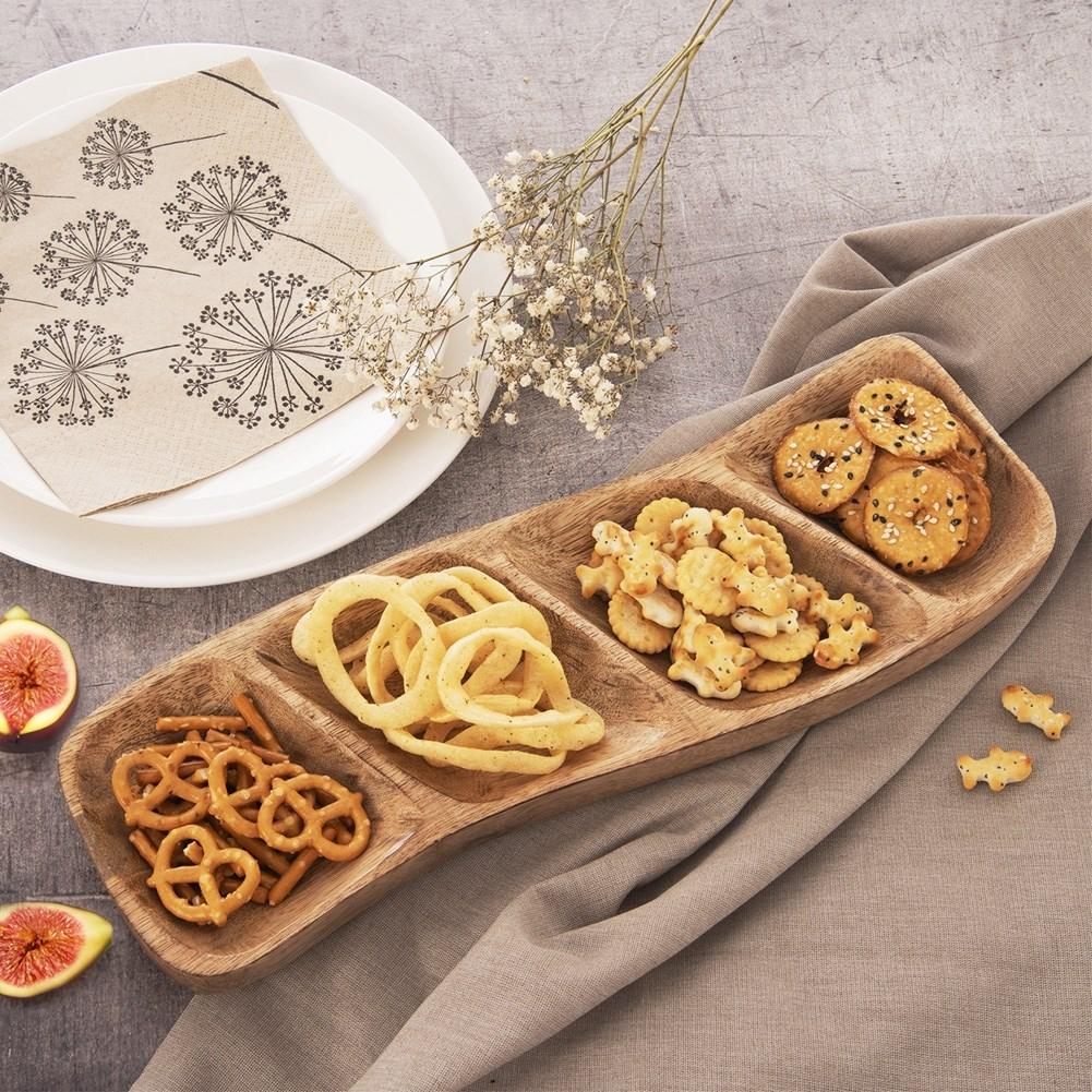 Handmade Serving Platter in Mango Wood with Four Parts
