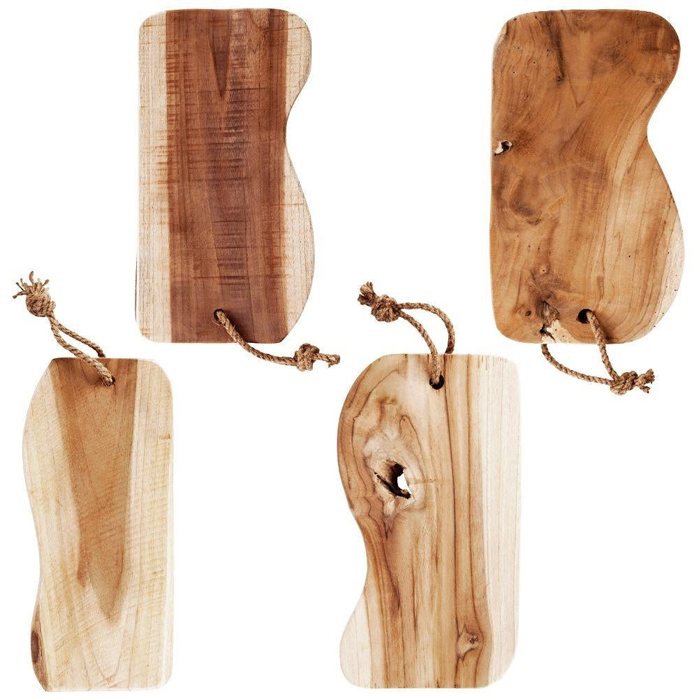 Handmade Teak Cutting Board with Cord for Hanging