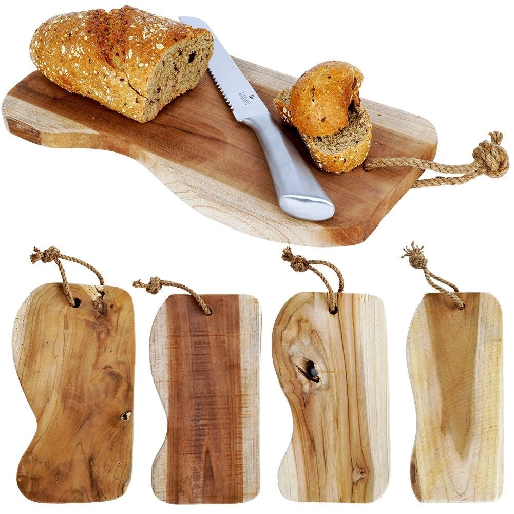 Handmade Teak Cutting Board with Cord for Hanging