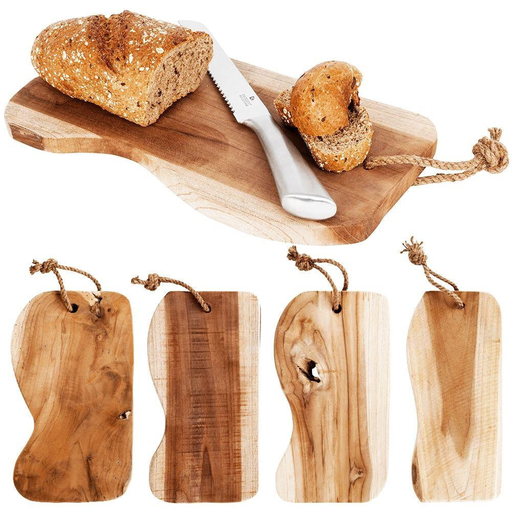 Handmade Teak Cutting Board with Cord for Hanging