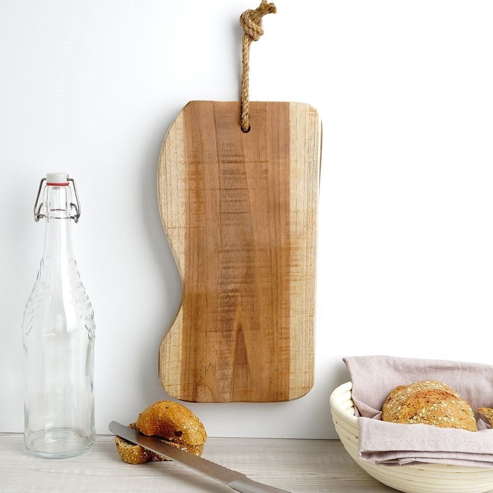 Handmade Teak Cutting Board with Cord for Hanging
