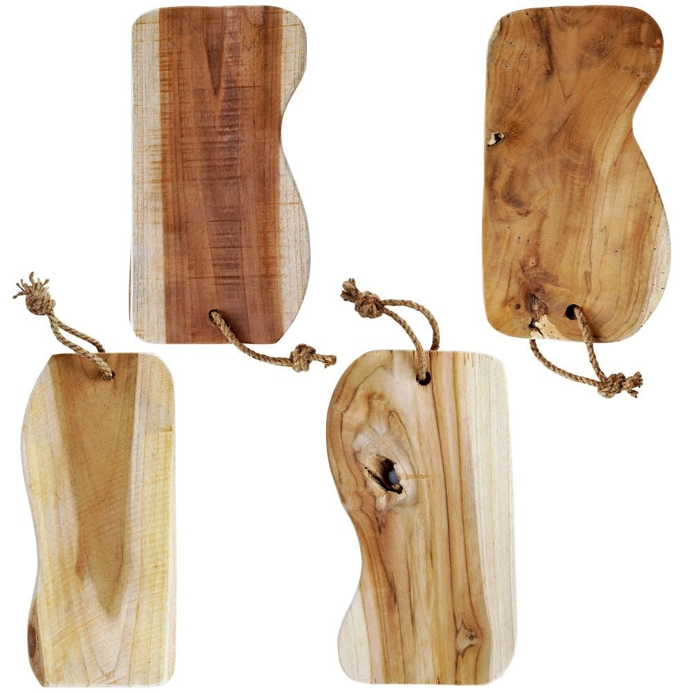 Handmade Teak Cutting Board with Cord for Hanging