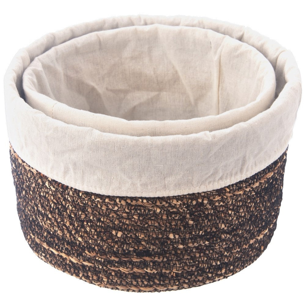 Handmade basket with removable beige insert