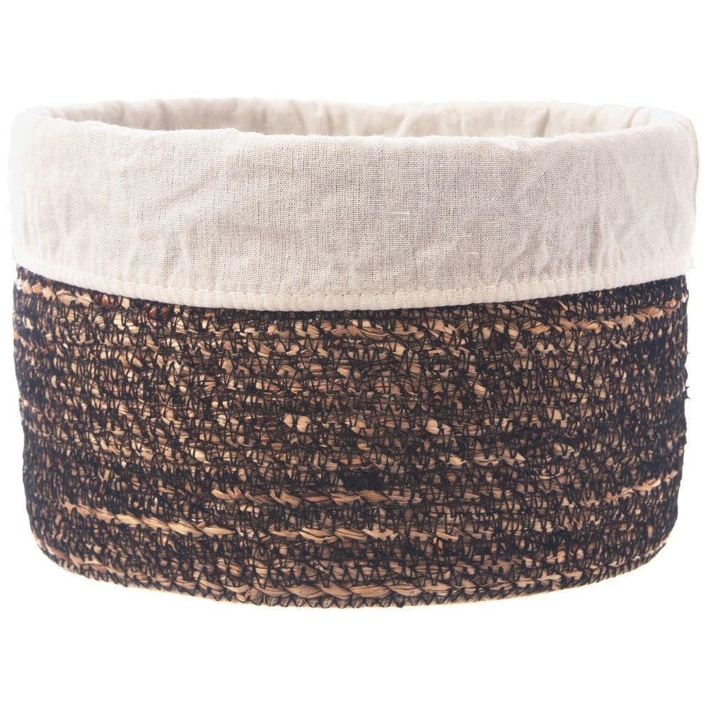 Handmade basket with removable beige lining
