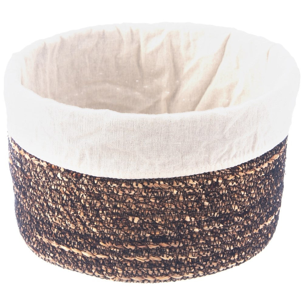 Handmade basket with removable beige lining