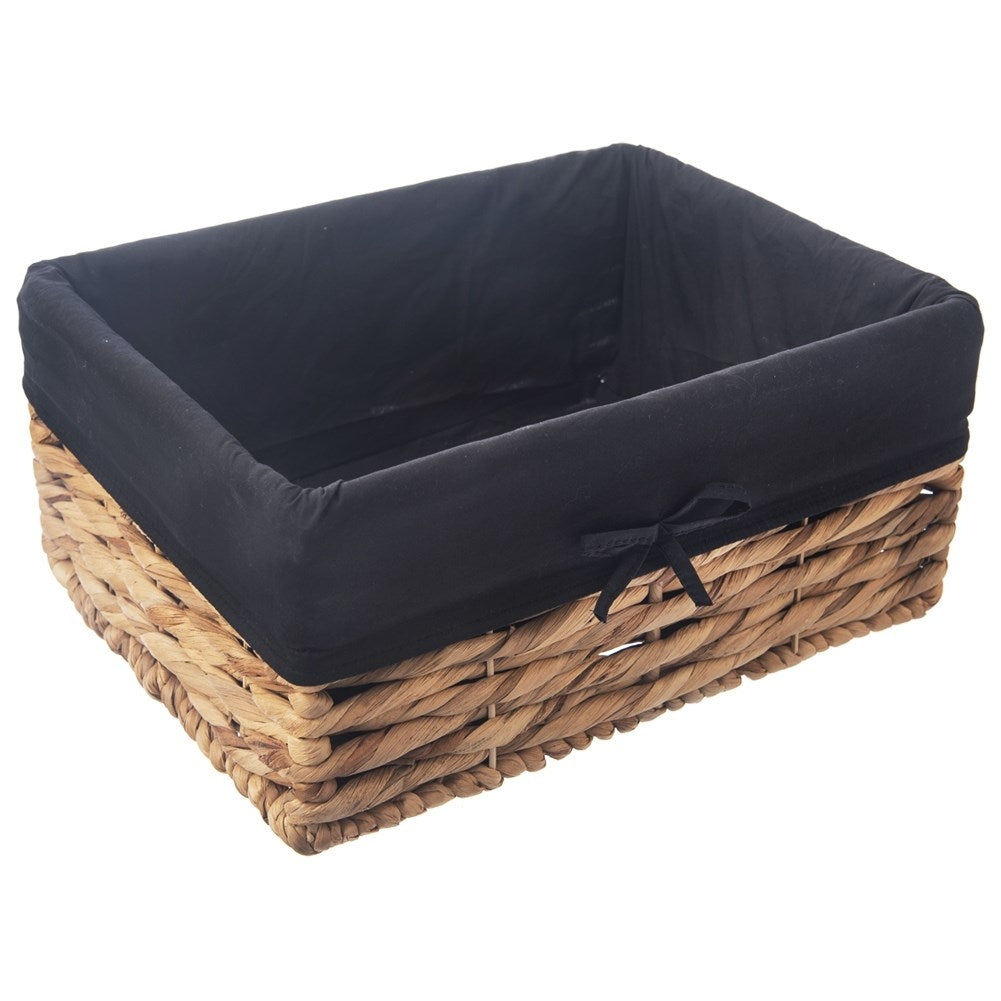 Handmade basket with removable black lining for organization