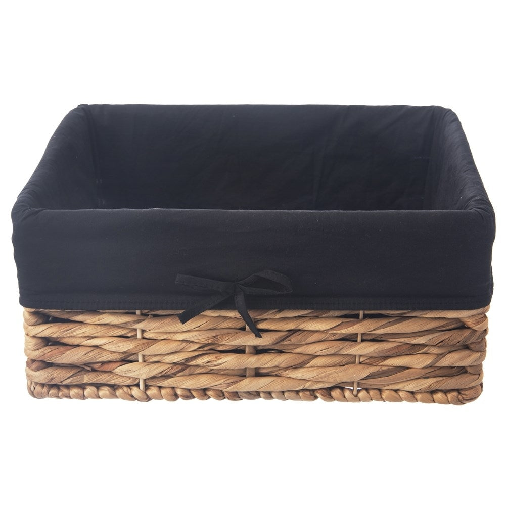 Handmade basket with removable black lining for organization