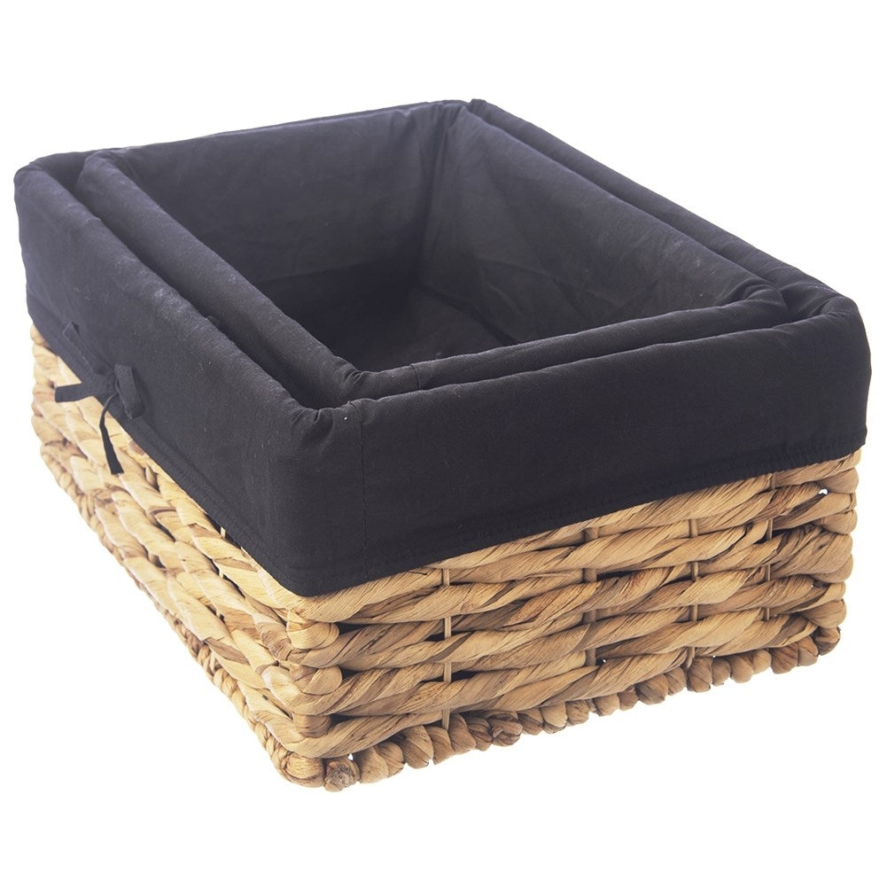 Handmade basket with removable black lining for organization