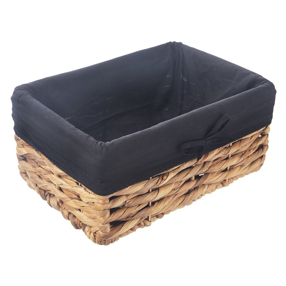 Handmade basket with removable black upholstery