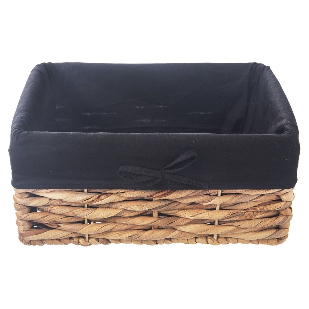 Handmade basket with removable black upholstery