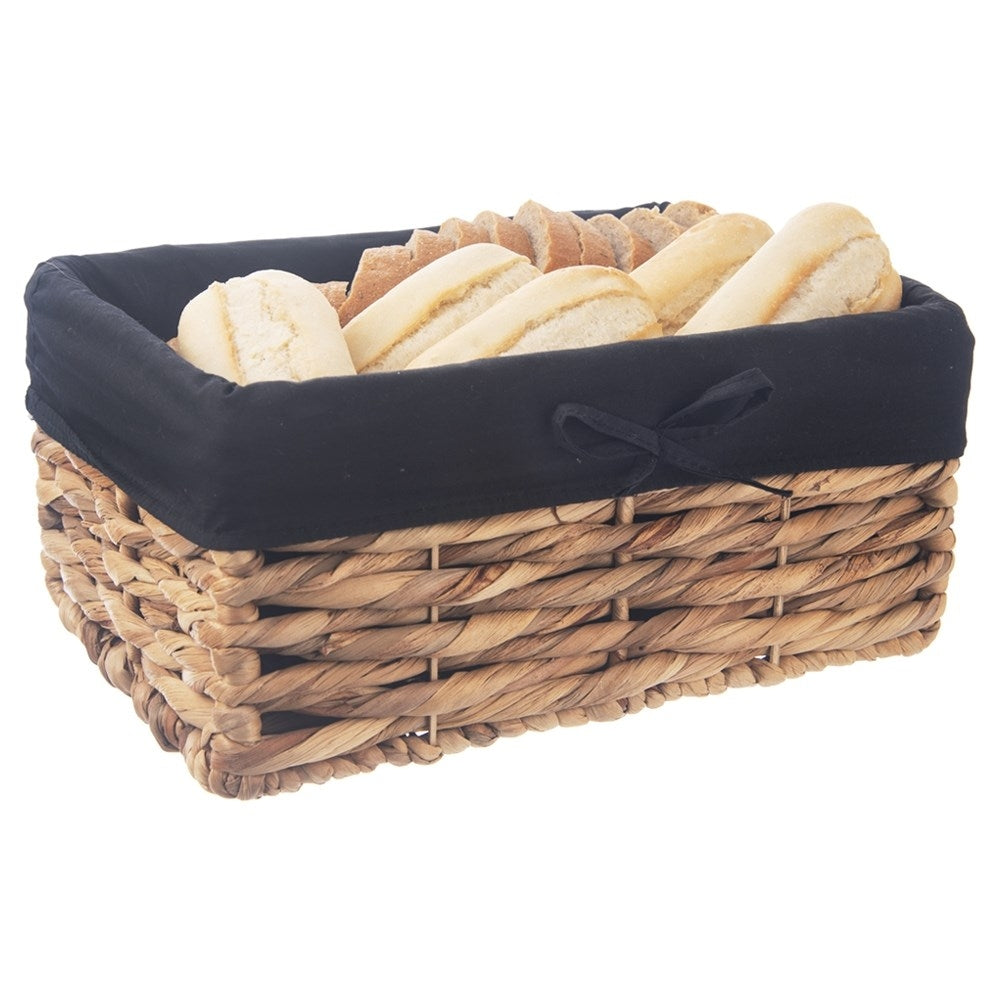 Handmade basket with removable black upholstery