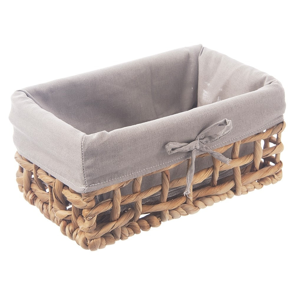Handmade basket with removable gray lining for the home