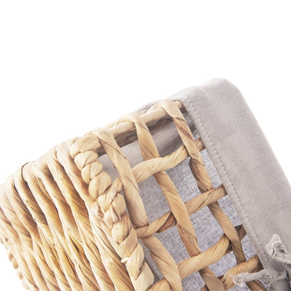Handmade basket with removable gray lining for the home