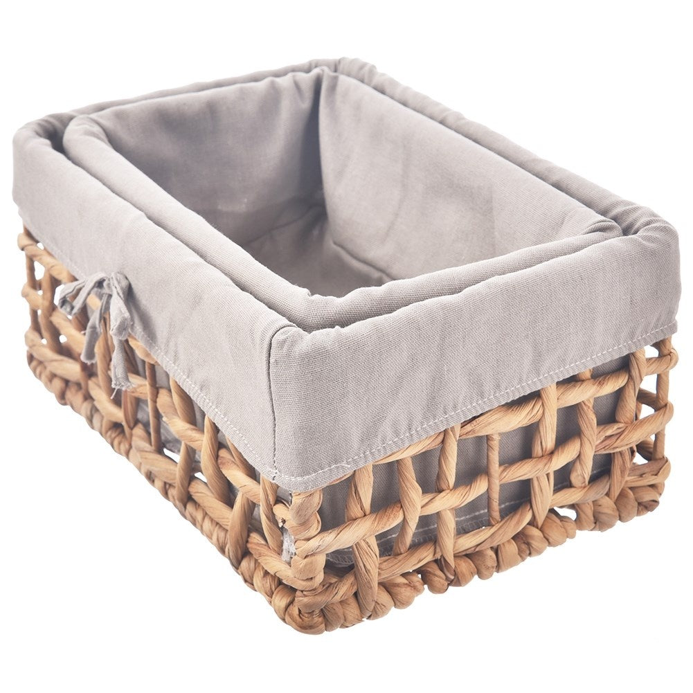 Handmade basket with removable gray lining for the home