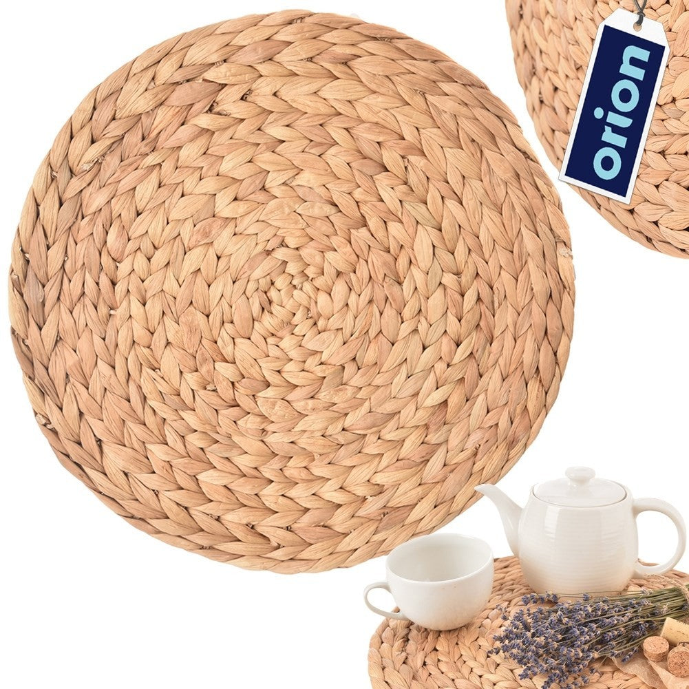 Handmade pot mat made of water hyacinth, 35 cm diameter