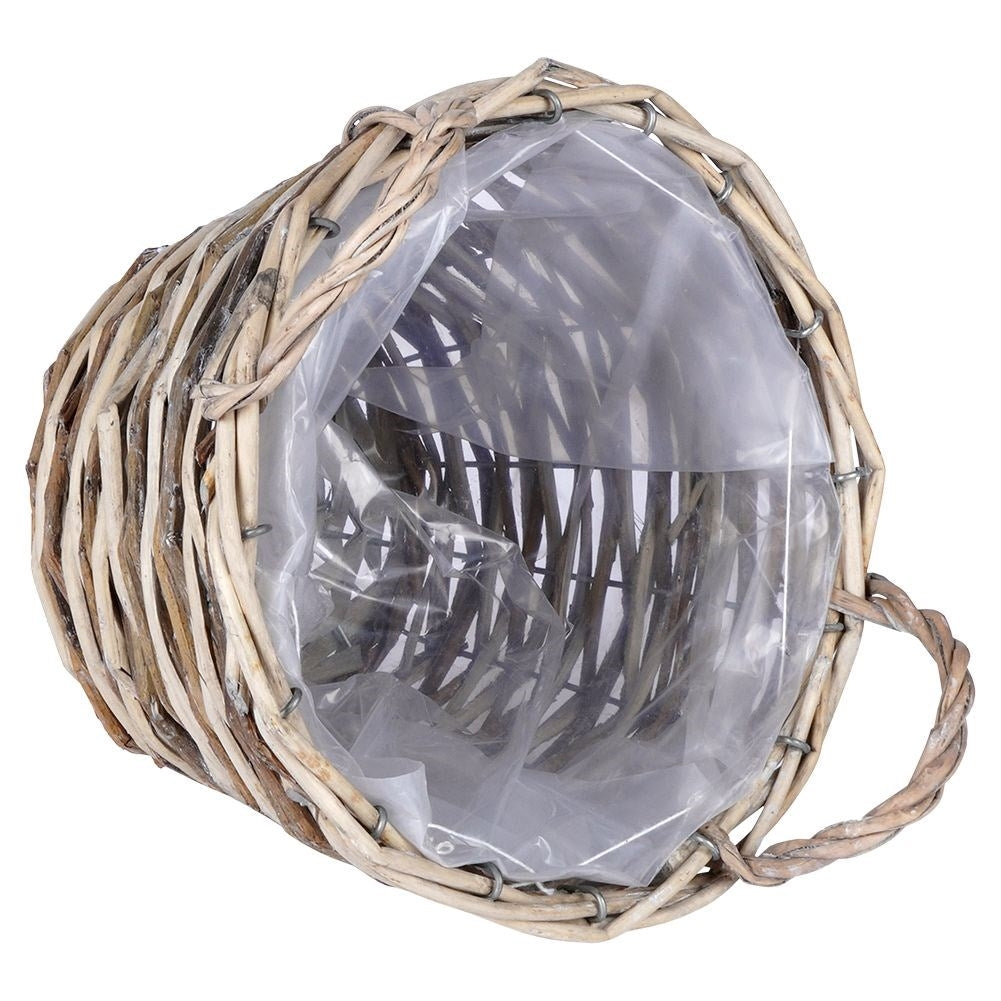 Handmade willow plant pot with foil protection for flowers and herbs