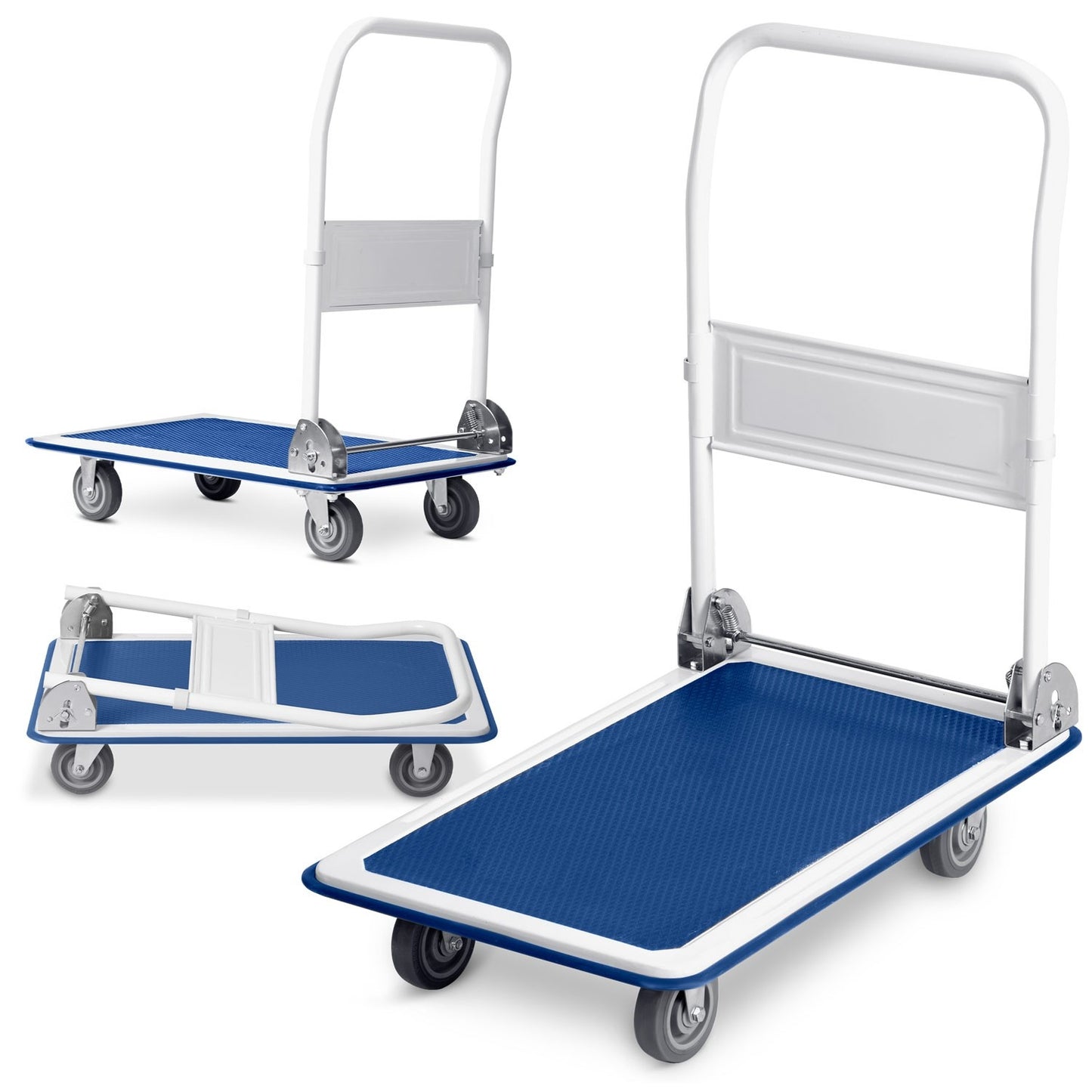 Hand-pulled transport trolley HM-505 white-blue