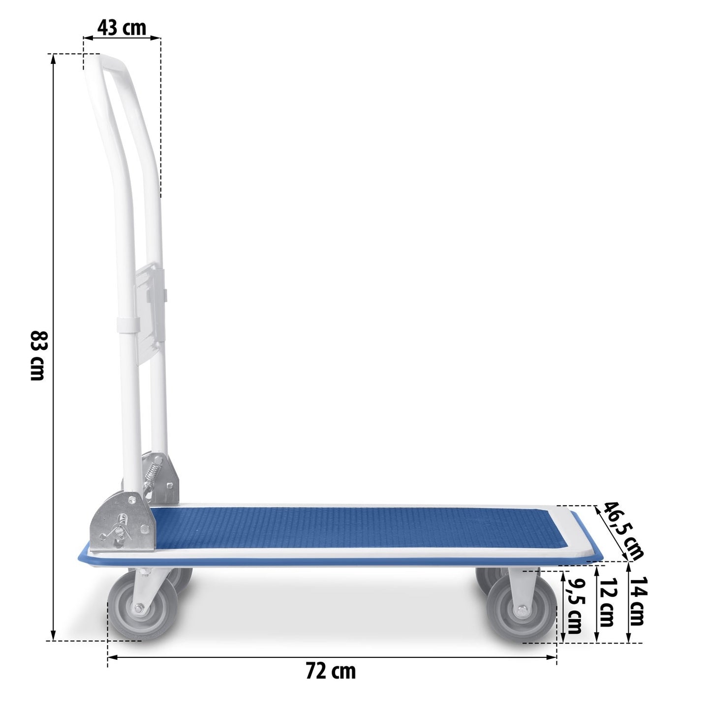 Hand-pulled transport trolley HM-505 white-blue