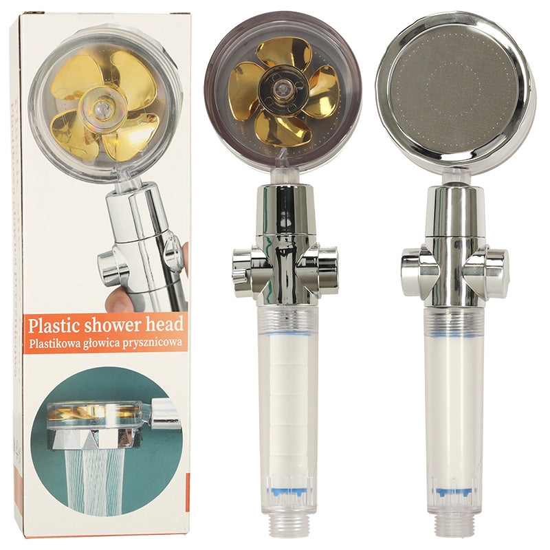 Hand shower with turbine fan gold