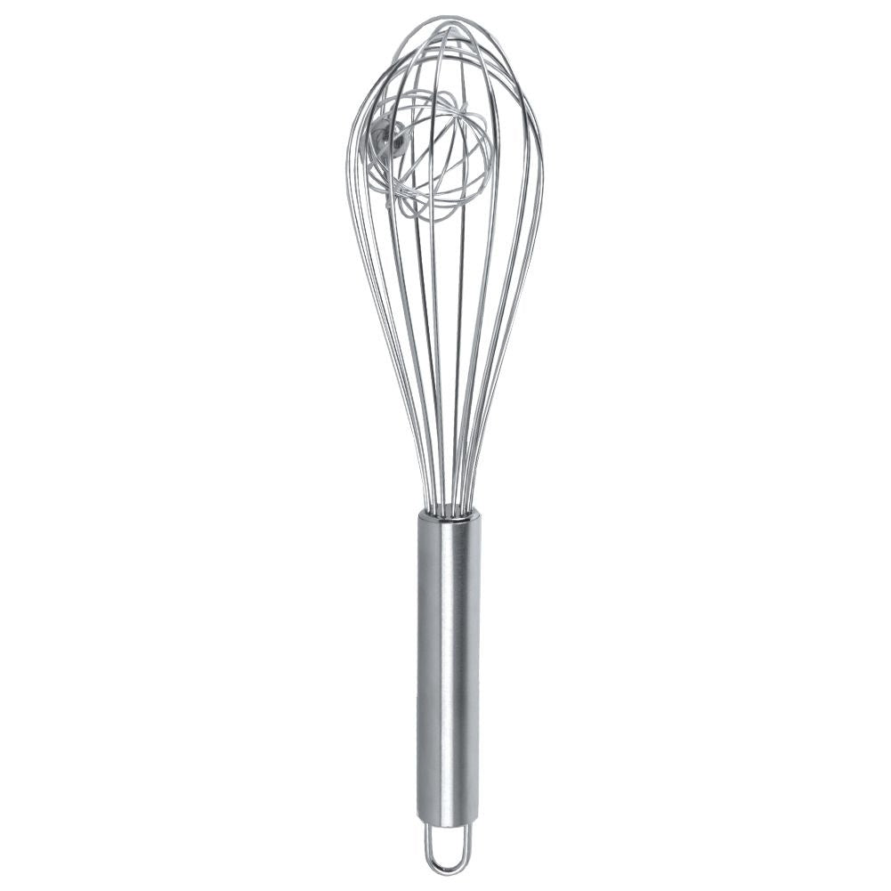 Hand whisk with extra ball in stainless steel for faster whisking