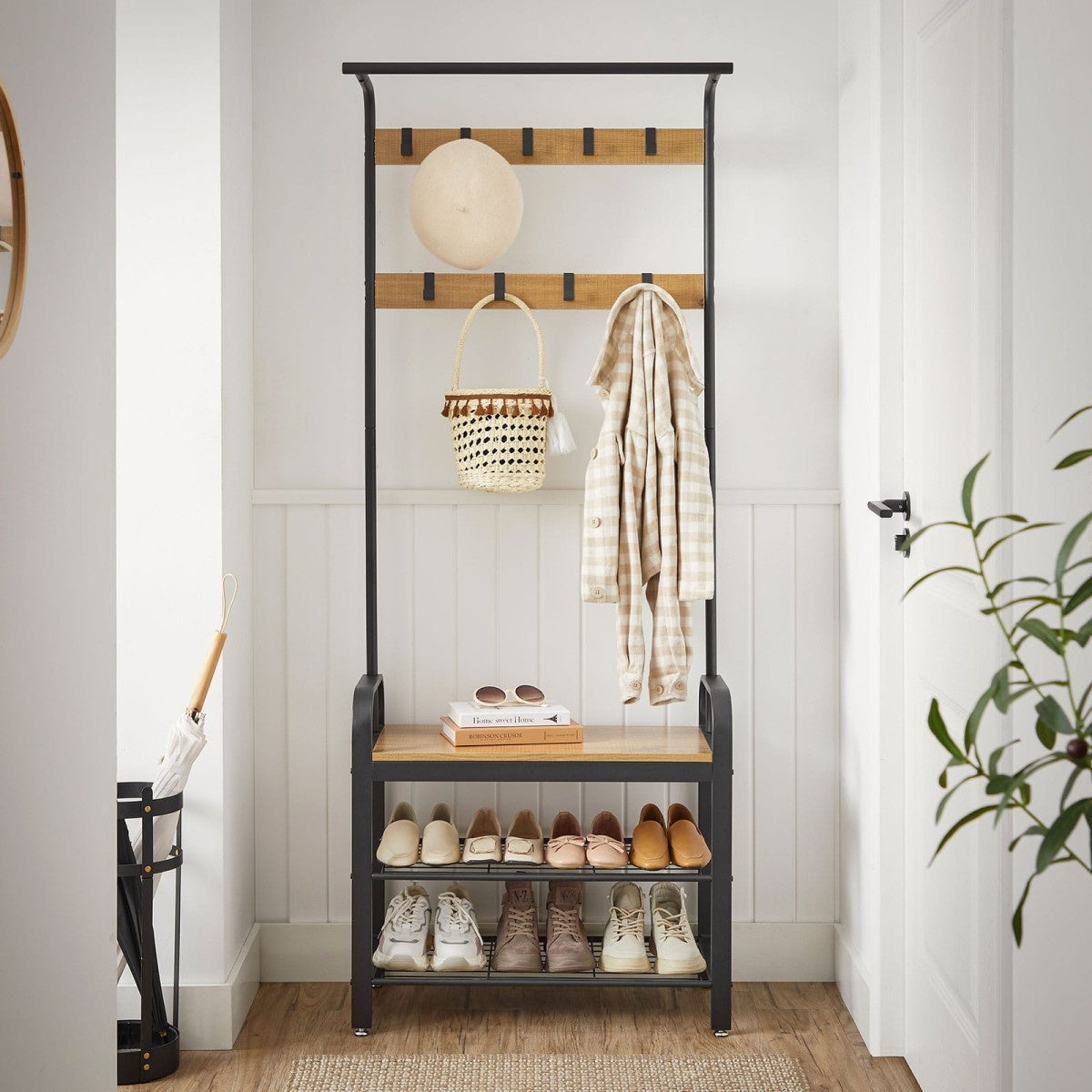 Hanger, clothes stand, wooden shoe rack, LOFT