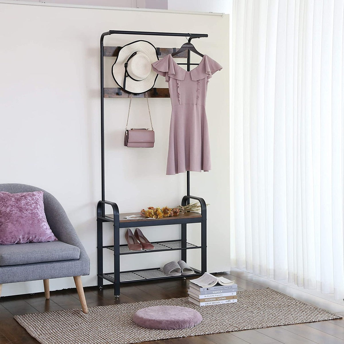 Hanger, clothes stand, wooden shoe rack, LOFT