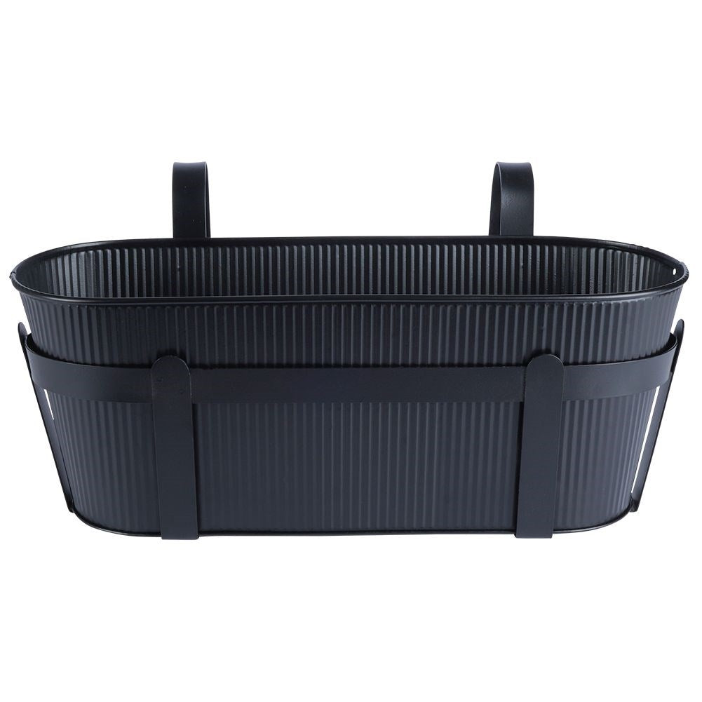 Hanging Balcony Pot in Black Metal for Flowers