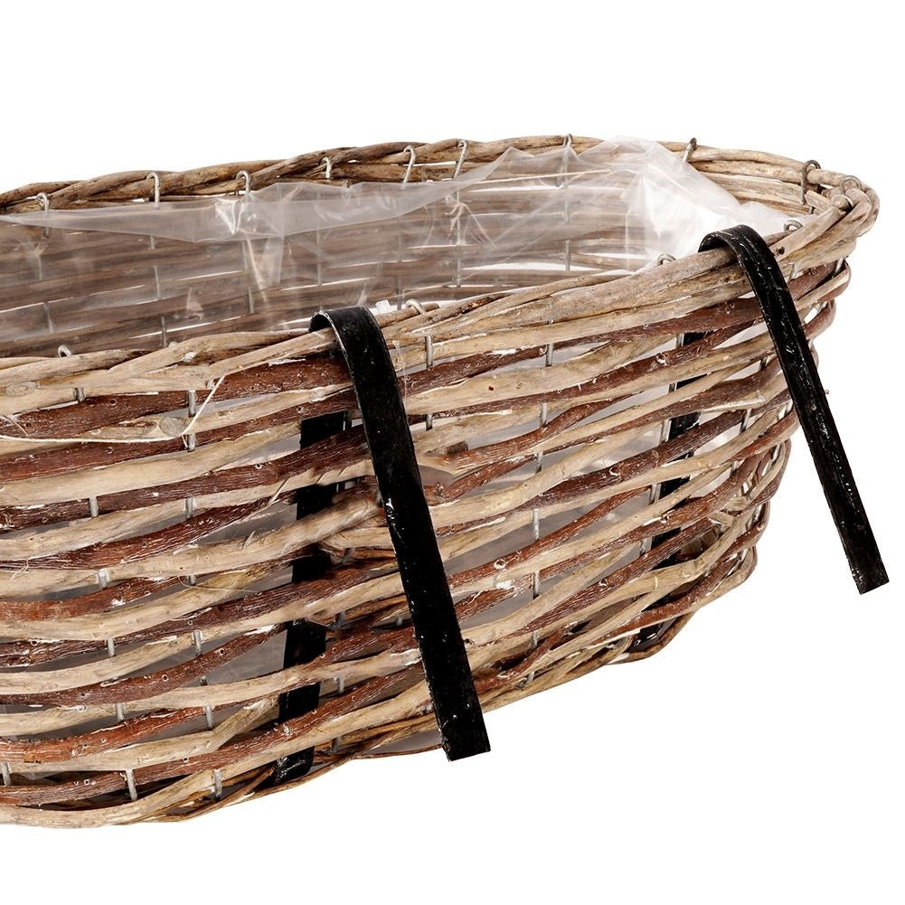 Hanging Balcony Pot in Hand Braided Rattan with Waterproof Foil