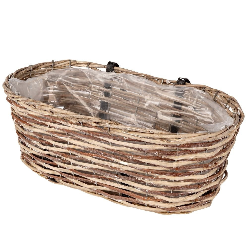 Hanging Balcony Pot in Hand Braided Rattan with Waterproof Foil