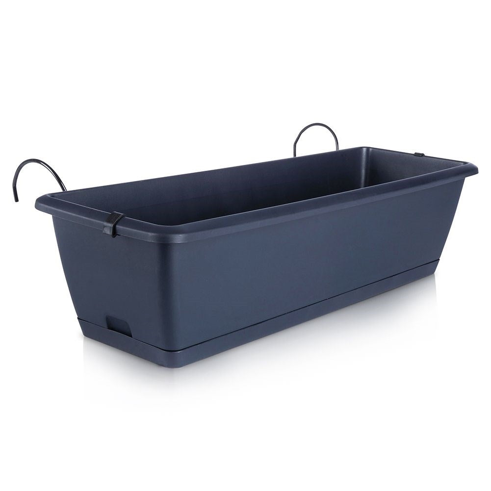 Hanging Balcony Pot with Barrel in Anthracite for Herbs
