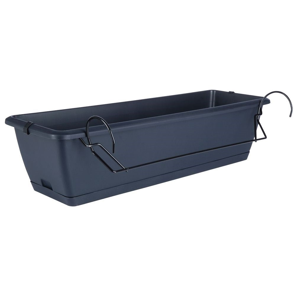 Hanging Balcony Pot with Barrel in Anthracite for Herbs