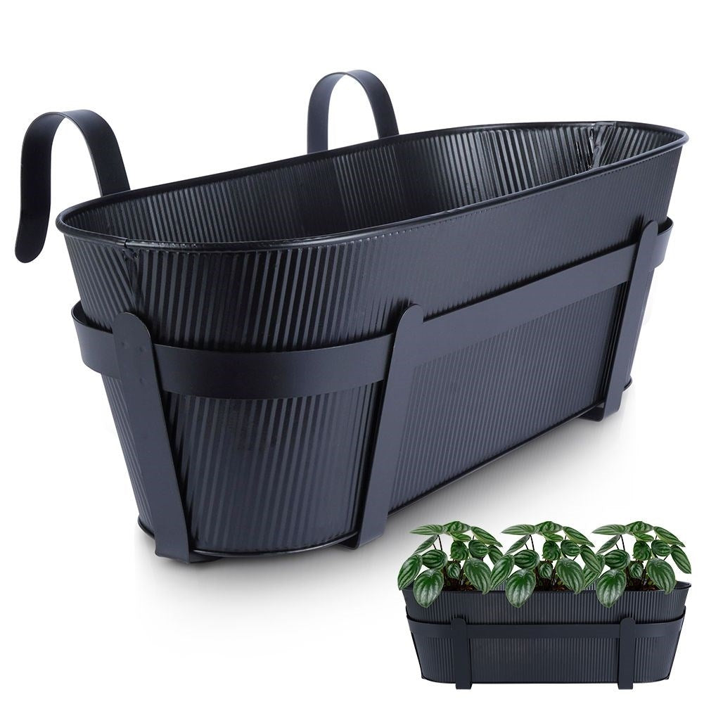 Hanging Balcony Pot with Ribbed Front