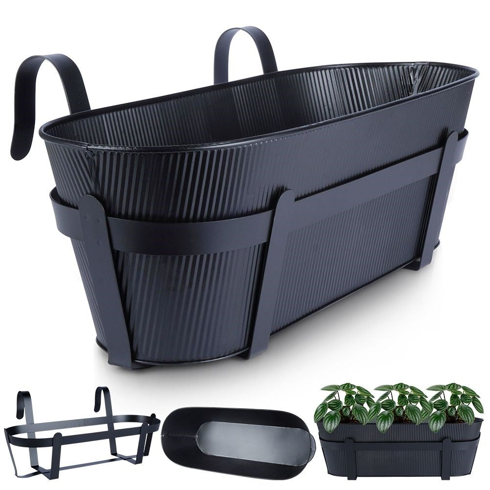 Hanging Balcony Pot with Ribbed Front