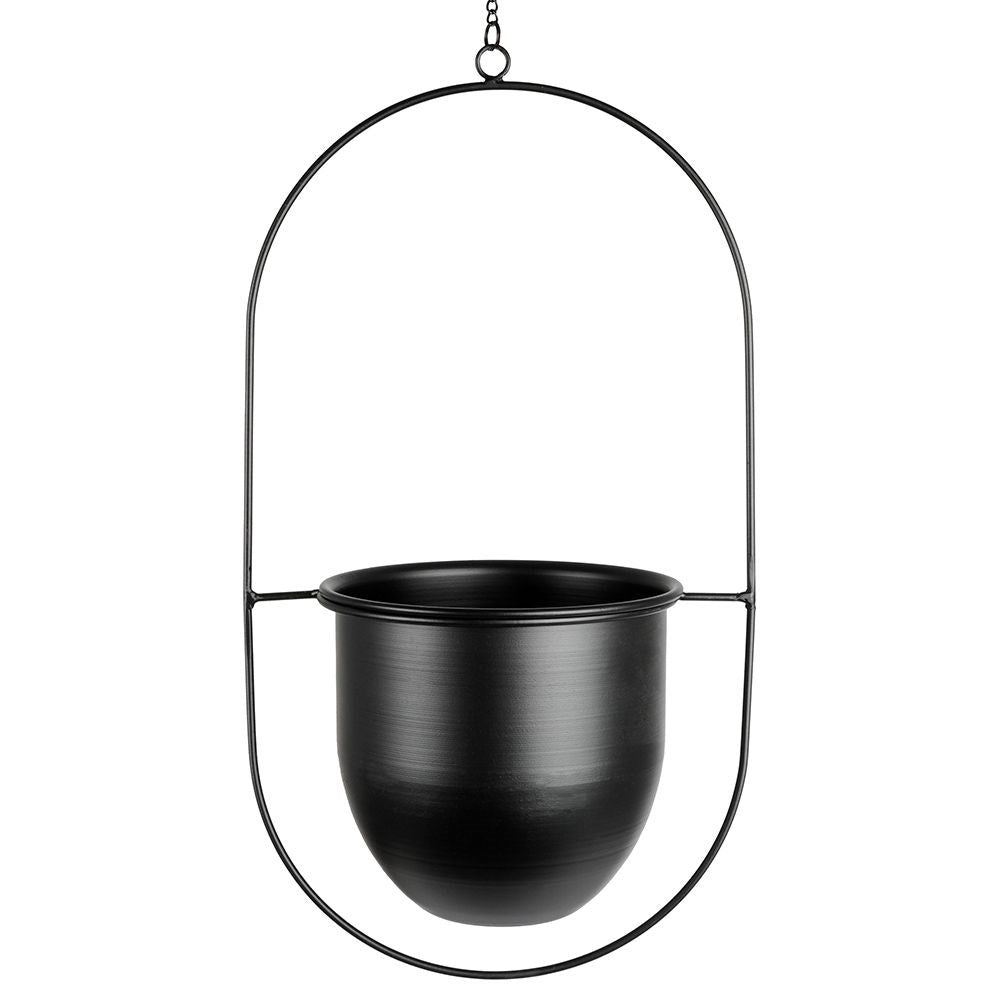 Hanging Black Metal Pot for Plants - Minimalist Design