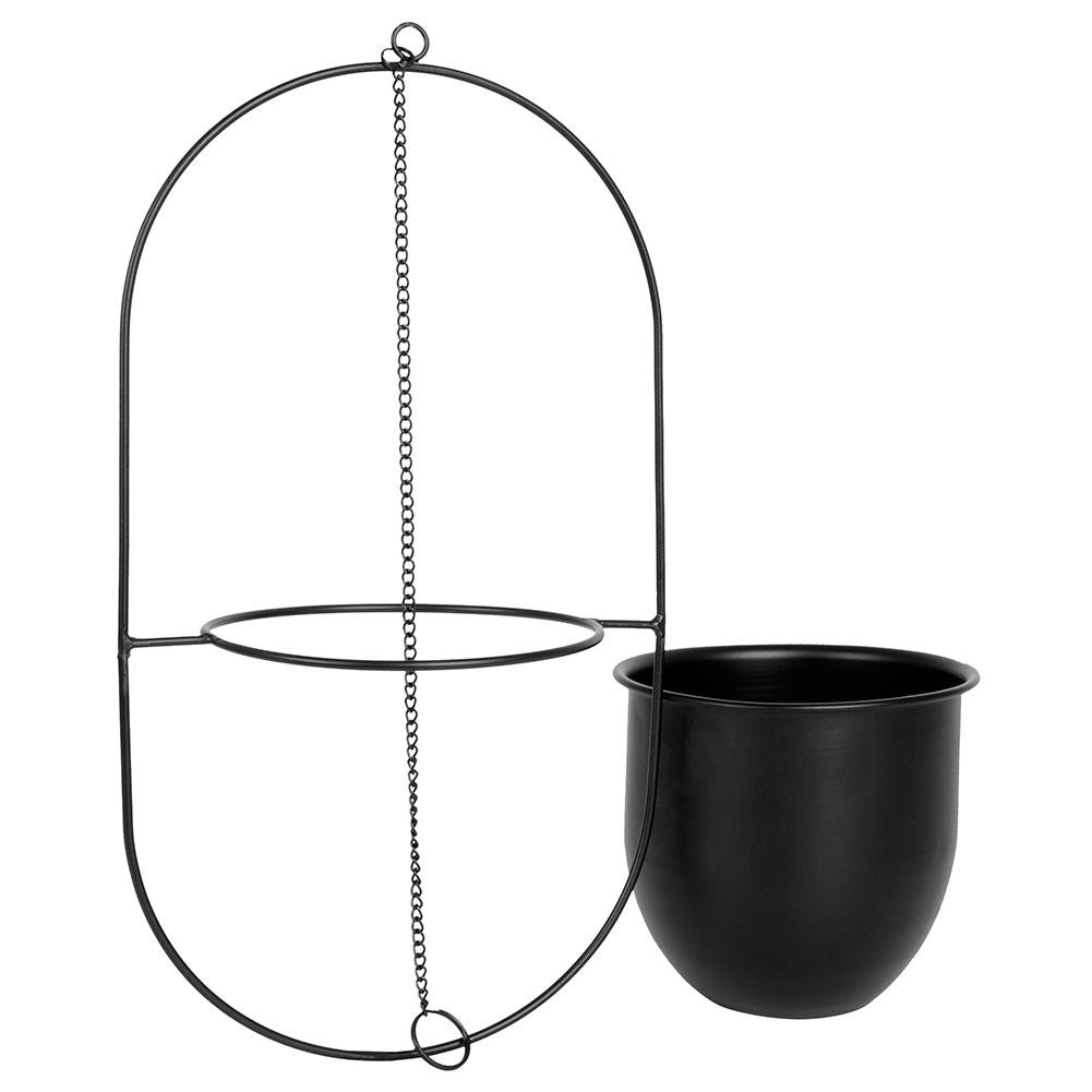 Hanging Black Metal Pot for Plants - Minimalist Design