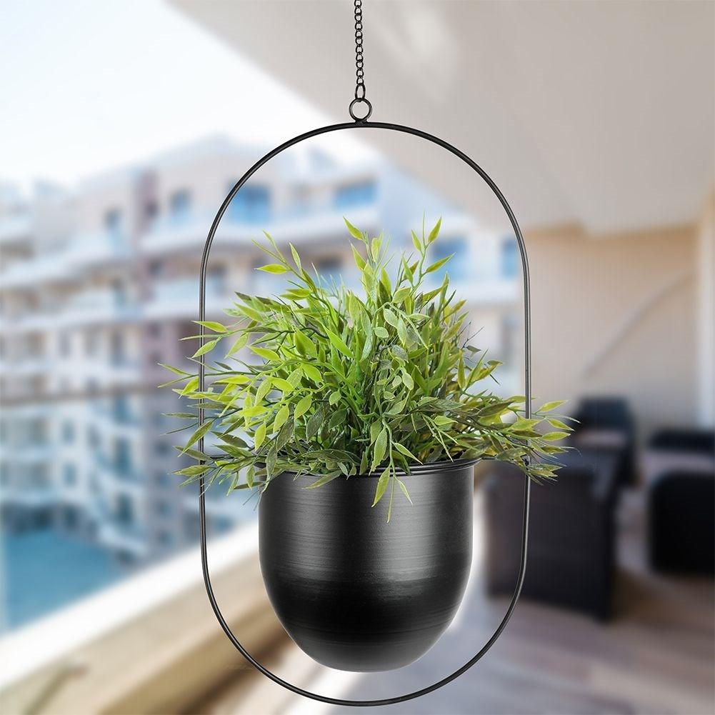 Hanging Black Metal Pot for Plants - Minimalist Design