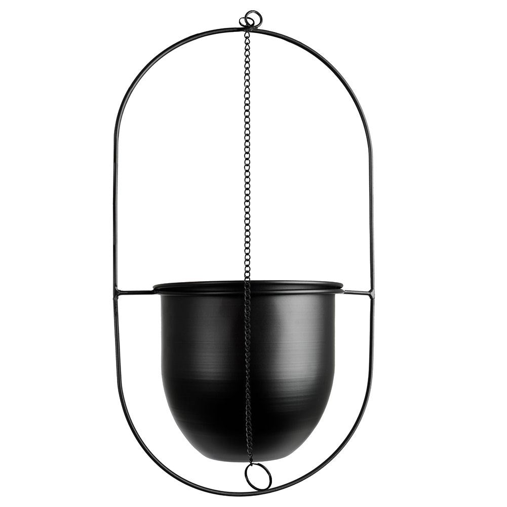 Hanging Black Metal Pot for Plants - Minimalist Design
