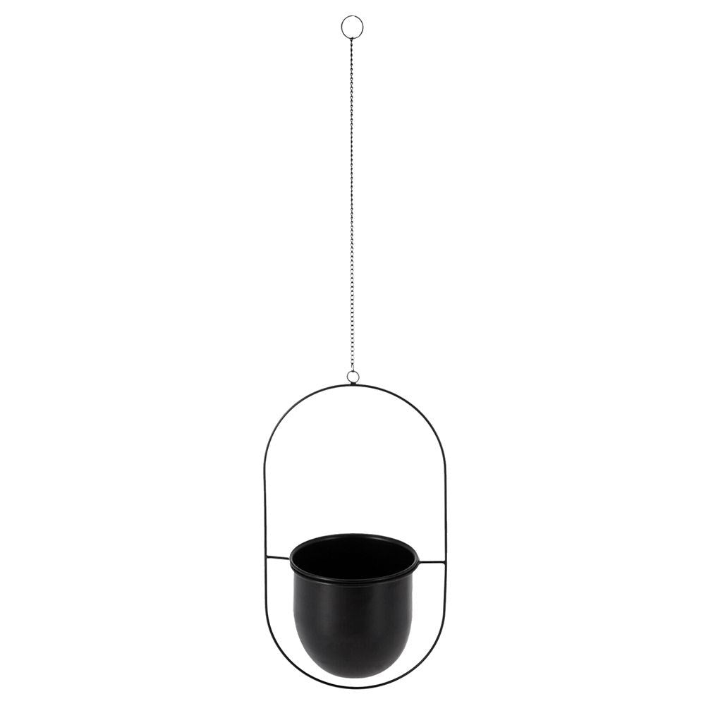 Hanging Black Metal Pot for Plants - Minimalist Design