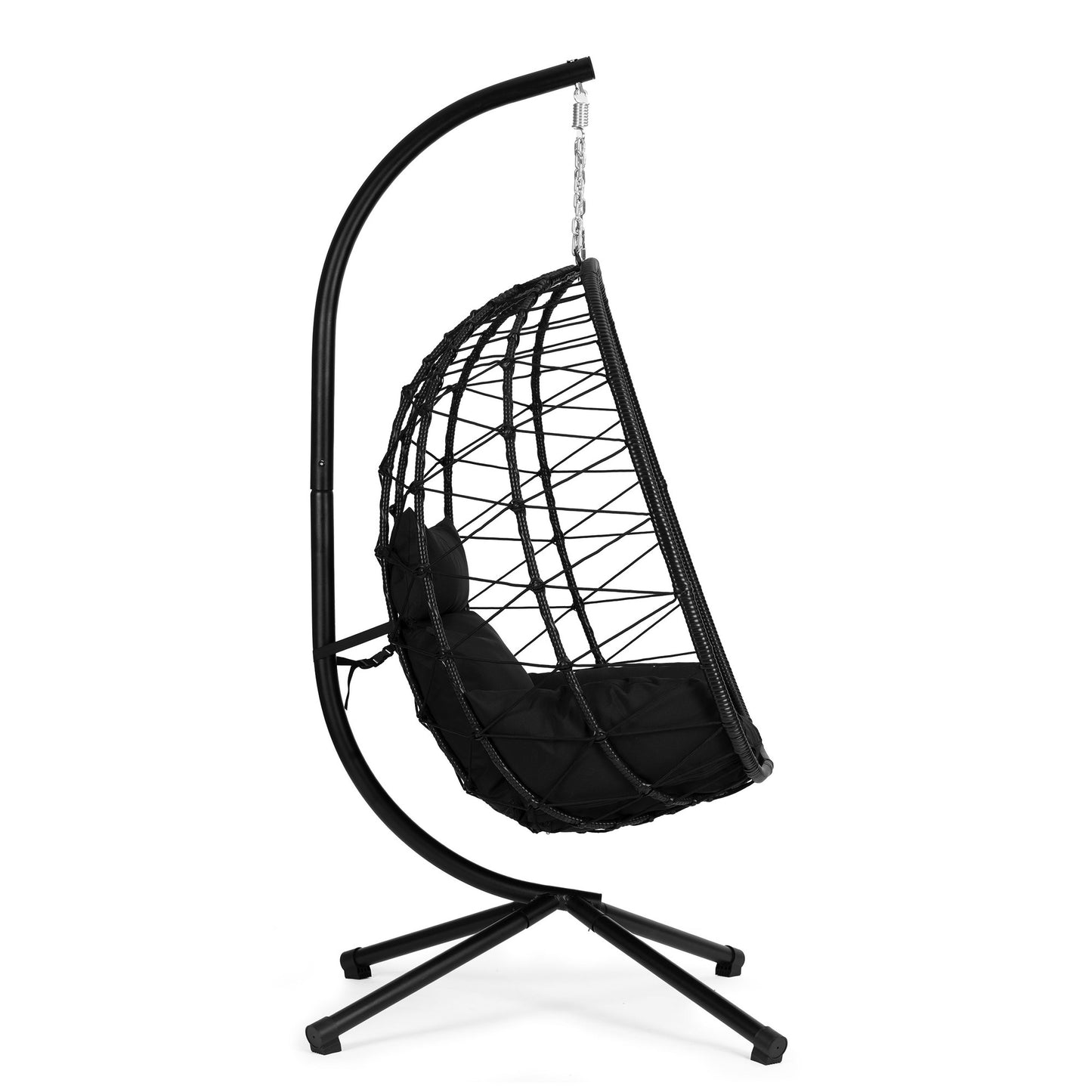 Hanging Egg Chair with Cushions, Black, 120kg Capacity