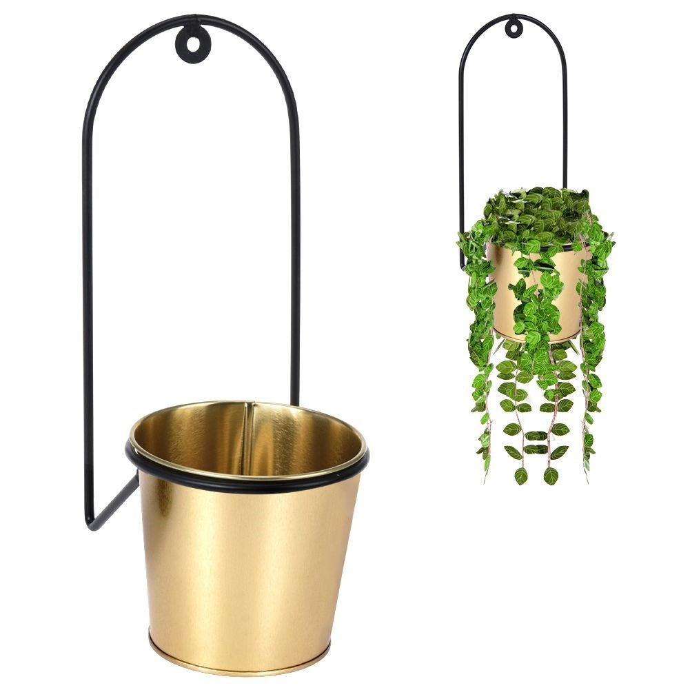 Hanging Flowerpot in Golden Metal for Plants