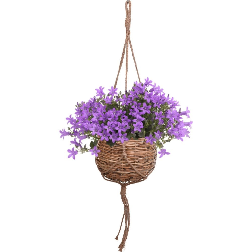 Hanging Flowerpot in Wicker Basket with Durable Rope