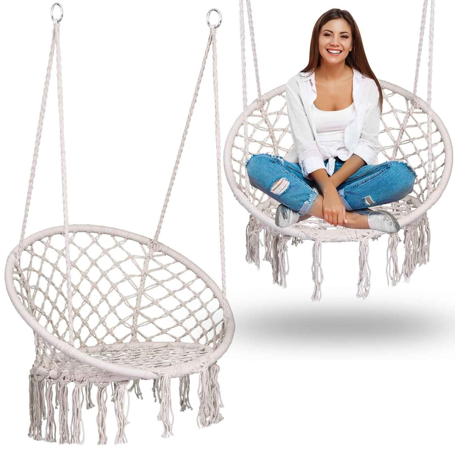 Hanging Garden Armchair Swing BOHO Beige