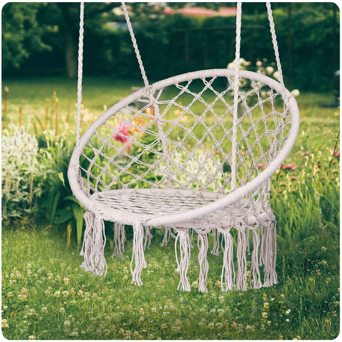 Hanging Garden Armchair Swing BOHO Beige